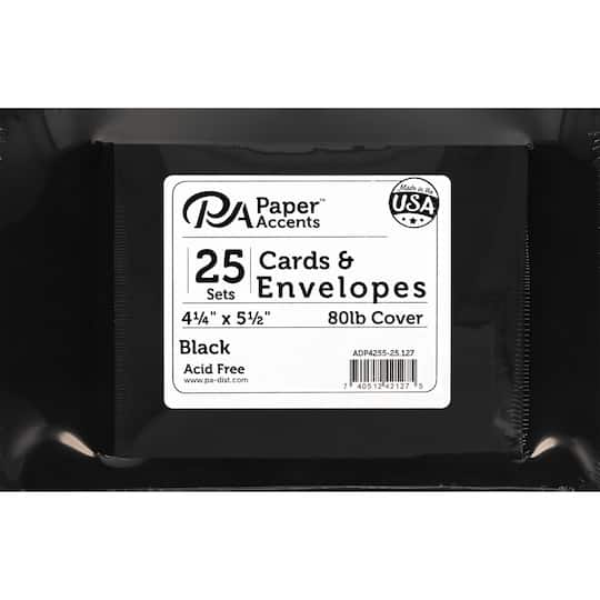 PA Paper&#x2122; Accents 4.25&#x22; x 5.5&#x22; Black Cards &#x26; Envelopes, 25ct.